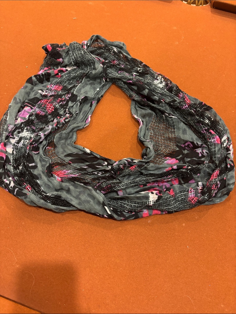 Women’s Grey and Pink Infinity Scarf - Unbranded